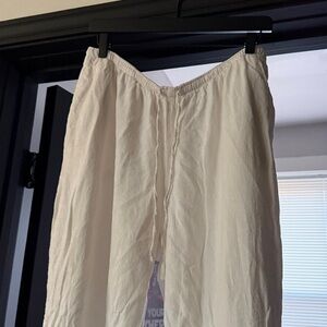 White Linen Drawstring Pants